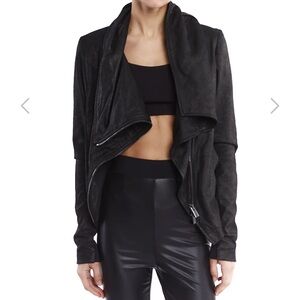 LA HAINE- Italian Designer- High Neck Cracked Leather Jacket